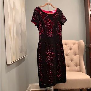 Antonio Melani Black Dress with Hot Pink Liner